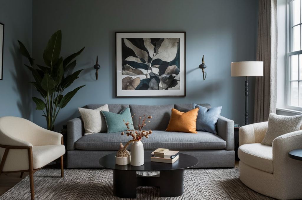 The combination of gray and cream colors in the decoration8 | هلومگ | پالت رنگی فصل: بژ، کرم و خاکستری آبی